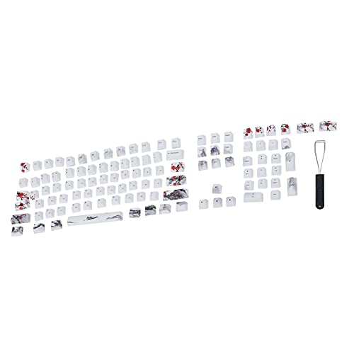 Zunate Tastenkappen PBT, 5-seitige Sublimation 110 Tasten Tastaturkappen Kompatibel mit 60/87/104/108 Mechanischen Optischen Tastaturen (Englischer Russe) von Zunate