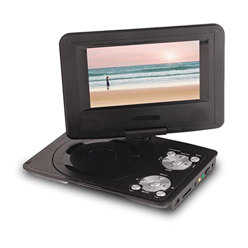Zunate Tragbarer DVD-Player, 6,8-Zoll-HD-Bildschirm-DVD-Player, Unterstützung für 270-Grad-Schwenk-Mobile-DVD-Player, U-Disk/SD/MMC-Kassette, mit Fernbedienung, für Auto/Kinder/Zuhause(EU-schwarz) von Zunate