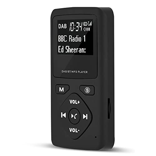 Zunate Tragbares DAB Radio, DAB/DAB+ Pocket Digital Radio Receiver, Unterstützt FM-Radio/Bluetooth-Player/TF-Karten-MP3-Player, Bluetooth MP3-Player mit Kopfhörer von Zunate