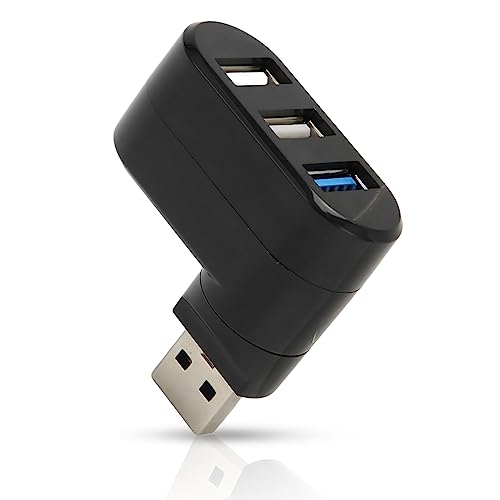 Zunate USB 3.0-HUB, um 90 ° / 180 ° Drehbarer HUB, 3-Port-USB-Port-Splitter, mit 1 USB 3.0, 2 USB 2.0, für PC, Laptop, Notebook und Mehr (Schwarz) von Zunate