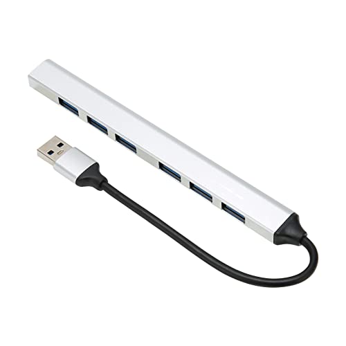 Zunate USB 3.0-Hub, USB-Hub mit 7 Anschlüssen, 6 USB2.0 + 1 USB3.0, USB-Expander, Tragbarer Ultraflacher USB-Splitter für Laptop, Drucker, Kamera, Tastatur, Maus usw. Aluminiumlegierung von Zunate