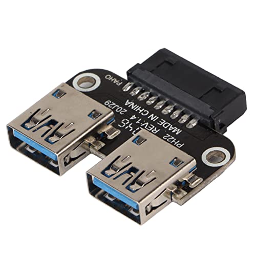 Zunate USB 3.0 Motherboard-Adapter Gerade, USB 3.0 19Pin/20Pin Buchsenleiste auf Dual USB 3.0 A Typ Buchse Splitter für PC Mainboard – 480 Mbit/s von Zunate