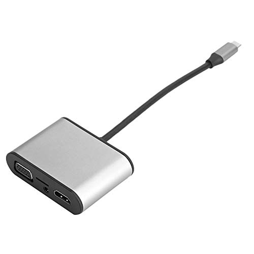 Zunate USB C-Dockingstation, 8-in-1-Hub-Dongle-Adapter Typ C für 4K-HDMI, VGA, USB 3.0, 3,5-mm-Audio, Lesen der Speicherkarte, USB-C-PD, für Laptop, Tablet, Mobiltelefon (Grau) von Zunate