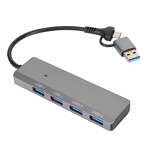 Zunate USB C Dockingstation, USB 3.0 4 in 1 USB Dockingstation mit 4 USB 3.0 Anschlüssen, USB und Typ C Dual Plug Hub, 5 Gbit/s USB C Laptop Dockingstation für PC, Laptop, Tablet, von Zunate