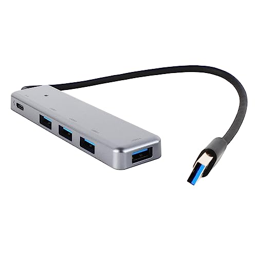 Zunate USB-C-HUB, 5-in-1-Multiport-Adapter, USB-3.0-Hub mit 4 X USB3.0, 1 X USB-C, Tragbare USB-C-Dockingstation für Maus, Festplatte, Tastatur, Schreibtischlampe, Plug-and-Play von Zunate