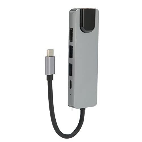 Zunate USB C Hub, 5 in 1 USB3.0 87W USB C zu Hdmi Hub Adapter mit 4K Hdmi, Gigabit Ethernet Port, USB 3.0 Port, PD Ladeanschluss, für USB C Laptops und Andere Typ C Geräte von Zunate