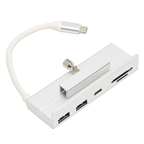 Zunate USB-C-Hub, USB-C-Hub Entwickelt für OS X AIO-PC, 6-in-1-USB3.1-Gen2-10-Gbit/s-Typ-C-Klemm-Hub, mit Speicherkartensteckplatz, für 24-Zoll-Computerübertragung von Zunate