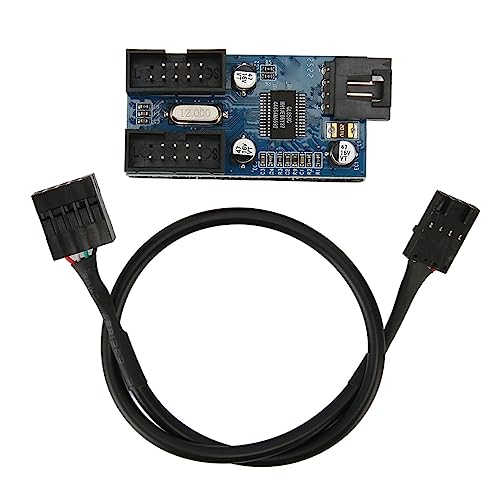 Zunate USB-Header-Splitter, Motherboard USB 2.0 9-poliger Header 1 auf 2 Verlängerungs-Hub-Splitter-Adapter, Plug-and-Play-USB-Header-Splitter, Stabile Stromversorgung, für von Zunate