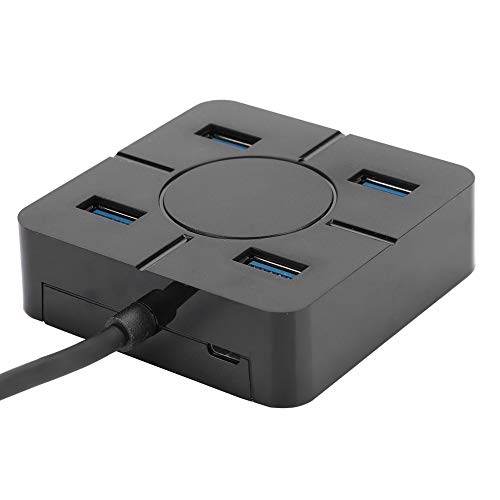 Zunate USB Hub, USB3.0 Splitter Dockingstation mit 4 Anschlüssen für Computer für Laptop, Tastatur, Maus, Festplatte, Plug and Play (Schwarz) von Zunate