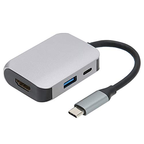 Zunate USB-Typ-C-Hub, 3-in-1-Typ-C-Dockingstation, Typ-C-auf-HD-Multimedia-Schnittstelle/USB 3.0/PD-Adapter, für Datenübertragung von Zunate