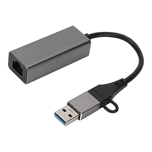 Zunate USB zu Ethernet Adapter, 3 Port USB Hub mit RJ45 10 100 1000Mbps Gigabit Ethernet Adapter, USB C zu RJ45 Adapter für Laptops PC, Silbergrau von Zunate