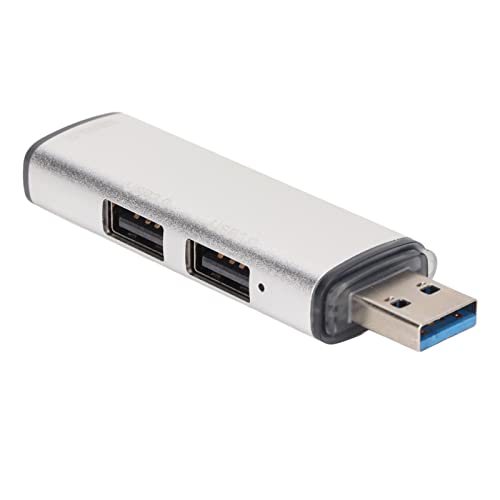 Zunate USB3.0 Hub,Aluminiumlegierung USB3.0 Hub 3 Ports High Speed ​​ Leichter Kompakter USB-Erweiterungsadapter,für Tastatur-Laptop-Drucker (Silberfarbe) von Zunate