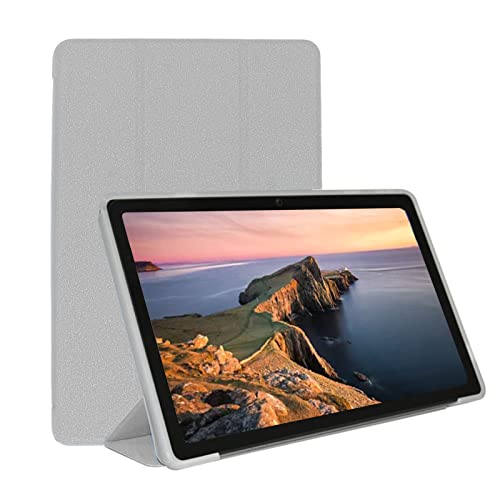 Zunate Ultradünne Flip-Cover-Halterung, Schutz-Rückseitenabdeckung, Weiches TPU-Gummigehäuse, mit Kickstand-Funktion, für M40PLUS, P40HD, P30S Tablet (Silber) von Zunate