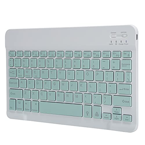 Zunate Ultraschlanke 3.0-Tastatur, Kabellose Tastatur 7 RGB-beleuchtete Tastatur Schreibmaschine mit 110-mAh-Akku für Tablet-Telefon Desktop (Hellgrün) von Zunate