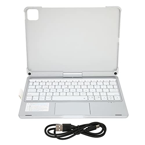 Zunate Um 360° drehbare Touchpad-Tastaturhülle mit RGB-Hintergrundbeleuchtung, Clamshell-Ständer-Design, integrierte Scharniere, Schutzhülle für 10,9-Zoll-11-Zoll-Tablets von Zunate