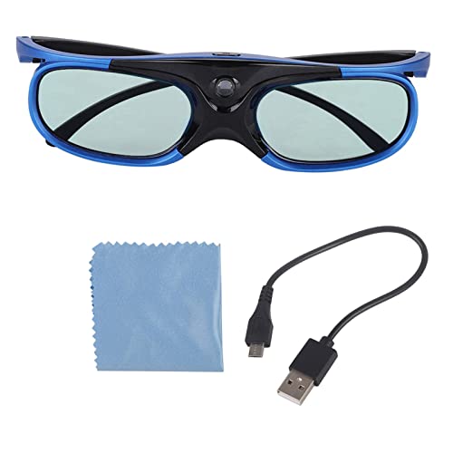 Zunate Universelle Aktive 3D-Shutter-Brille für DLP-Link-3D-Projektoren, Wiederaufladbare 3D-Brille, 1080P-Originallinse mit Hoher Transparenz, 178 ° Breiter Betrachtungswinkel von Zunate