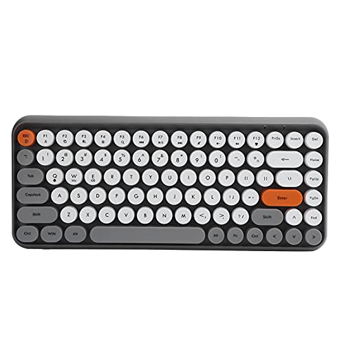 Zunate Wireless Keyboard, 84 Tasten Retro Round Keycap Gaming Office Bluetooth Tastatur Retro Schreibmaschine Ergonomische Schreibtastatur,für Gaming und Büro(grau) von Zunate