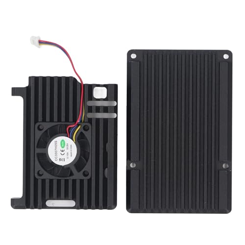 Zunate für Raspi 5 Aluminiumgehäuse, Metallgehäuse für Raspi 5 mit PWM-Lüfter und Kupferkühlkörpern, Offenes Panzergehäuse von Zunate