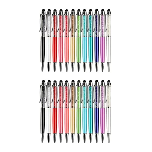 Zunedhys 2-in-1 Stylus-Stift und Tinten-Kugelschreiber mit Strasssteinen, 24 Stück / Packung (12 Farben) von Zunedhys