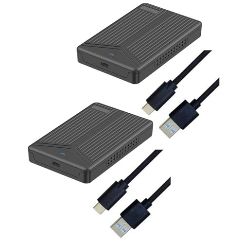 Zunedhys 2 x USB 3.1 mobile Festplattenbox 6,35 cm SATA-Festplattenbox SSD-Gehäuse unterstützt 15 mm Festplatte für Computer Notebook von Zunedhys