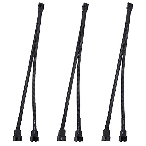 Zunedhys 3 x PWM Lüfter-Splitter-Kabel, 2-Wege, 4-polig, Y-ummanteltes Verlängerungskabel 1To2 Konverter für PC-Motherboard, Computer-CPU-Lüfter Zunedhys 3 x PWM Lüfter-Splitter-Kabel, 2-Wege, 4-polig, Y-ummanteltes Verlängerungskabel 1To2 Konverter für PC-Motherboard, Computer-CPU-Lüfter von Zunedhys