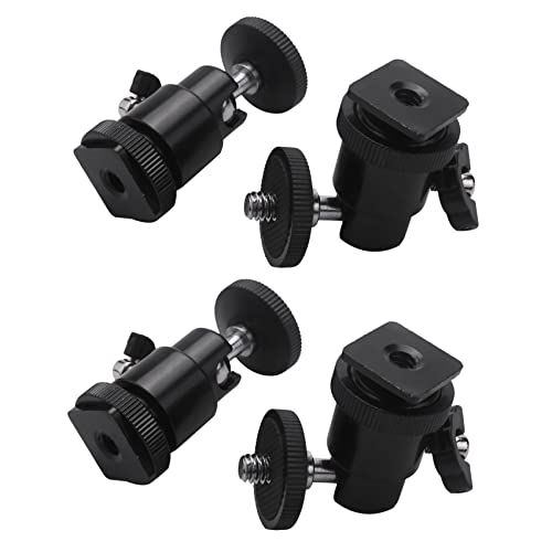 Zunedhys Mini Kugelkopf [4 Pack] mit Hot Schuh Rahmen Adapter 360 Grad 1/4 Zoll Kleine Kugelköpfe Leichter Schwenk Mikro Kugelkopf für DSLR Kamera,Camcorder,Blitzgerät,Licht Ständer,Stativ von Zunedhys