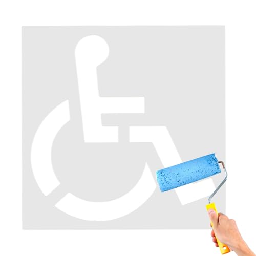 Parkplatz von Handicap Stencil, 33 x 36 Zoll Silikon Handicap Parkplatz Modell - faltbar und flexibel, Dicke 1 mm, Rollstuhl-Symbol Werkzeug zum Malen von Zunetsutock