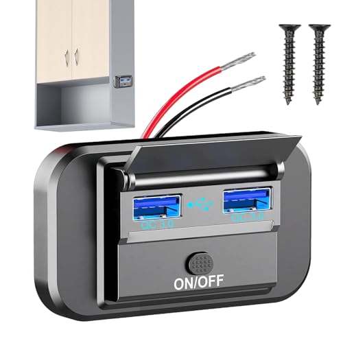 USB 12V Socket | Wasserdichtes Ladegerät mit Doppelanschlüssen USB, DC 12-24 V kompatibel für Fahrzeuge, Motorräder und Boote, schnelle und zuverlässige Strom für Smartphones, GPS, Tabletten und elekt von Zunishaone