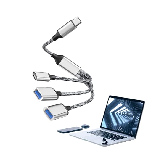 USB -Separatorkabel für | 1ft -Daten Ladegerät, Divisionskabel 1 von 3 aus, um Smartphones, GPS, Dashcams und USB -Zubehör im Fahrzeug zu verbinden und gleichzeitig zu füttern von Zunishaone
