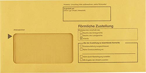 Innere Postzustellungs-hülle mit Einsteckschlitz für förmliche Zustellungen/DL mit Haftstreifen/Recycling gelb / 1.000 Stück von Zustellungshülle