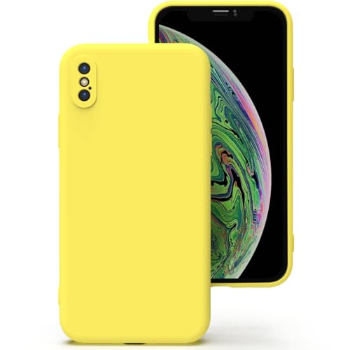 Zuvirelx Silikon hülle für iPhone X/XS, Soft-Touch Handyhülle für Apple iPhone X/XS - Zitronengelb von Zuvirelx