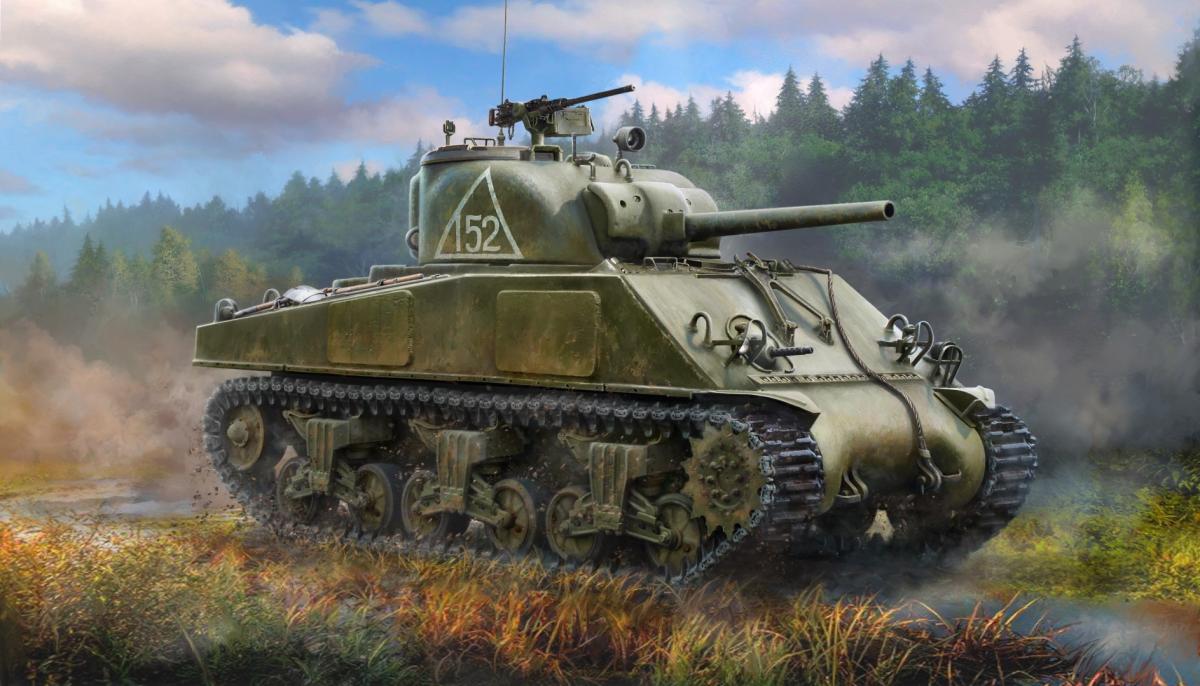 M4A2 Sherman Medium US-tank WWII von Zvezda
