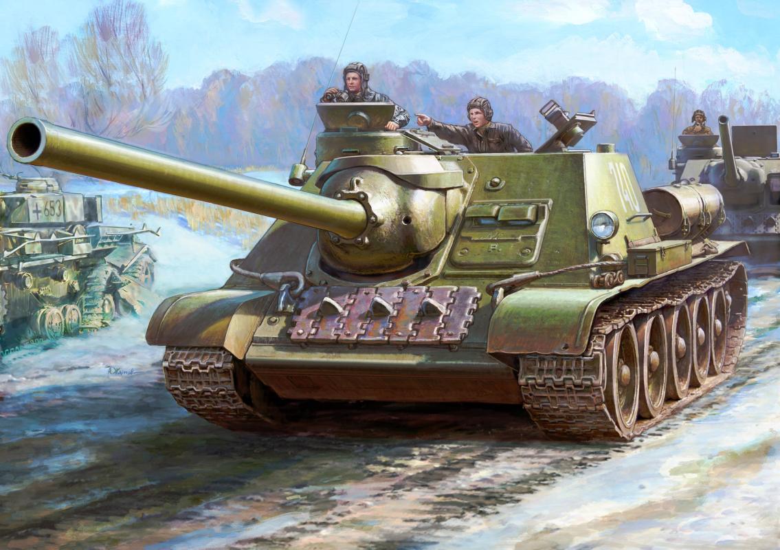 SU-100 Soviet tank destroyer WWII von Zvezda