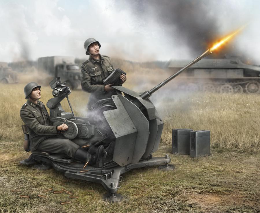 WWII Wargame AddOn Deutsche 2cm Flak 38 von Zvezda