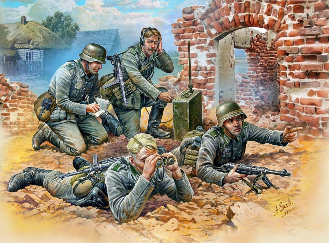 WWII Wargame AddOn Deutscher. Späh-Trupp von Zvezda