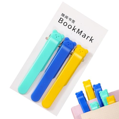 Lesezeichen-Clip – Automatische Lesezeichen Aus Silikon | 3x Smart-Lesezeichen-Clip | Silikon-Lesezeichen-Clip | Lesezeichen Zum Lesen | Silikon-Seitenmarker Für Frauen | Männer | Kinder | Buchliebhab von Zvn Zojne