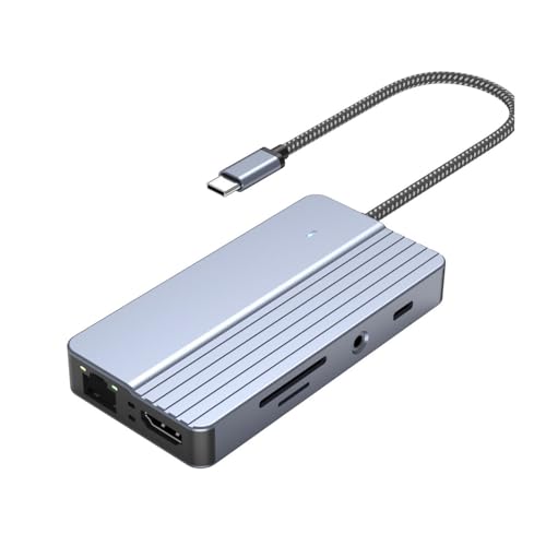 Tragbarer 10-in-1-Typ-C-Hubs, USB-C-auf-HDTV-Adapter mit HDTV 4K USB 3.0 Ethernet und 3,5-mm-Schnittstellen für Laptops Tragbarer 10-in-1-Typ-C-Hubs, USB-C-auf-HDTV-Adapter mit HDTV 4K USB 3.0 Ethernet und 3,5-mm-Schnittstellen für Laptops von ZwaitL