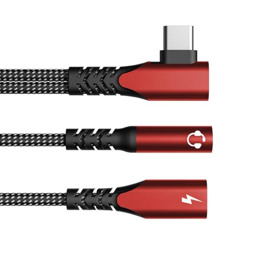 ZwaitL 2-in-1 Typ C auf 3,5 mm Sound und PD60W Ladekonverter mit HiFi-Sound und geflochtenem Nylonkabel von ZwaitL