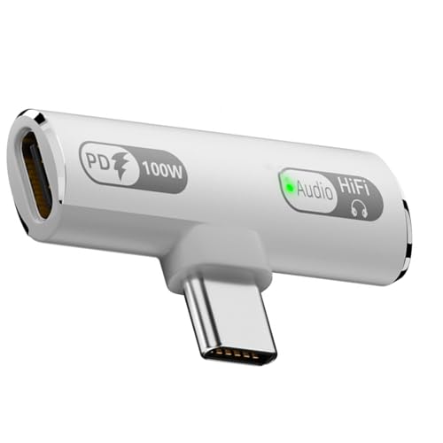 ZwaitL Tragbarer Adapter für Handy Tablet 2-in-1 Typ-C-Adapter mit 100 W USB C auf Kopfhörer und Typ-C-Ladeadapter ZwaitL Tragbarer Adapter für Handy Tablet 2-in-1 Typ-C-Adapter mit 100 W USB C auf Kopfhörer und Typ-C-Ladeadapter von ZwaitL