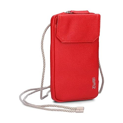 Zwei Handytasche zum Umhängen Mademoiselle.M MP30 Smartphone-Etui & Geldbörse 2-in-1, umlaufender Reißverschluss, längenverstellbarer Riemen, Mini-Handtasche 19 x 10 x 3 cm (Cherry) von Zwei