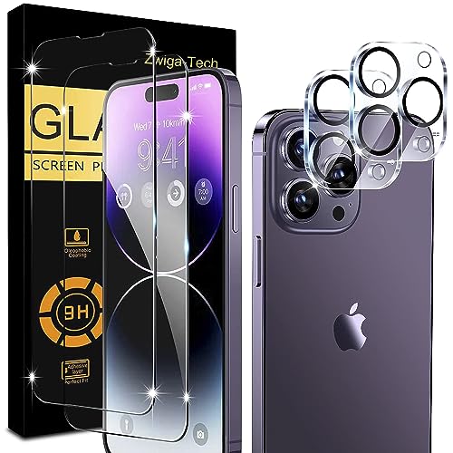 Zwiga-Tech Schutzfolie für iPhone 14 Handy Panzerglas, 2 Folie und 2 Kameraglas,9H Härte Panzerglase, HD Klar, Hochwertiger Display- und Kameraschutz Anti- Kratzer 2+2 Paket. von Zwiga-Tech