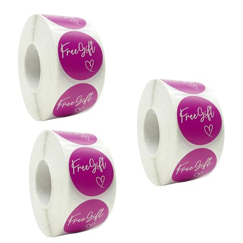 3 Rollen Selbstklebender Aufkleber Frees Sticker Kleinunternehmen Aufkleber Runde Aufkleber Giveaway Etiketten zum Verpacken von Zxfdsfdbnm