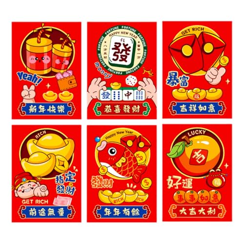 6pcs Neujahr Rötung Pakete Traditioneller Schlangenjahr Themenumschläge Multifunktionales Chinesisches Zodiacs Geldpapierbeutel von Zxfdsfdbnm