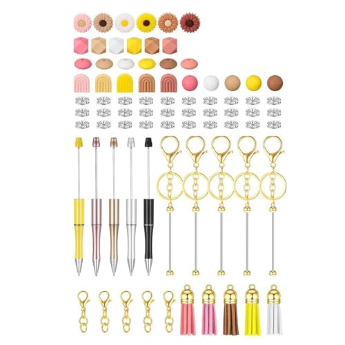 Zxfdsfdbnm 78pcs Kugelschreiber Set Mit Perlenbarer Kugelschreiberperlen Hummerverschluss Keychain Quasten Funny Writing Pen von Zxfdsfdbnm