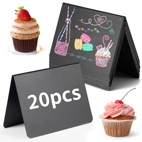 Zyiphor 20 Stück Kreidetafel Kleine Tafeln Zum Beschriften Mini Tafeln Zum Beschriften Mini Kreidetafel Schilder Kunststoff Buffet Schilder für Hochzeit, Party (7.5 x 10cm) von Zyiphor