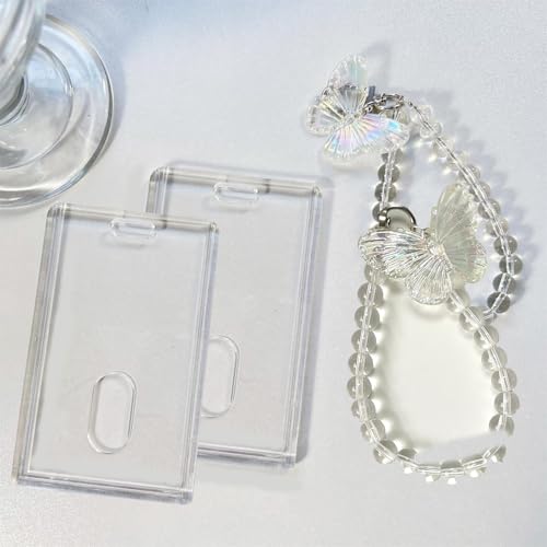 2-pcs Fotokartenhalter Schlüsselanhänger, klarer Acryl Schmetterling Kpop Fotokartenhalter, niedlicher Schlüsselanhänger Abzeichen Halter, Kreditkarte Foto Daumen Slot Display Halter(keine Fotokarte) von Zynewa