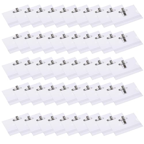 Zynewa 50 Stück Namensschilder, 9 X 5.6 cm Namensschilder Für Kleidung Mit Clip Und Anstecknadel,Transparent Ausweishülle Mit Leere Karte, Für Schule Unternehmen Konferenzen Events Zynewa 50 Stück Namensschilder, 9 X 5.6 cm Namensschilder Für Kleidung Mit Clip Und Anstecknadel,Transparent Ausweishülle Mit Leere Karte, Für Schule Unternehmen Konferenzen Events von Zynewa