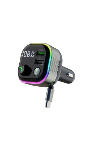 Zynkloac PD 65W Autoladegerät mit Bluetooth 5.4 MP3, einziehbares Kabel, Umgebungslicht & FM Transmitter - Schnelles kabelloses Laden für alle Fahrzeuge Zynkloac PD 65W Autoladegerät mit Bluetooth 5.4 MP3, einziehbares Kabel, Umgebungslicht & FM Transmitter - Schnelles kabelloses Laden für alle Fahrzeuge von Zynkloac