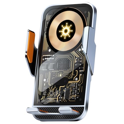 Zynkloac Transparentes kabelloses Autoladegerät, 15 W Schnellladung, 360 ° verstellbare Halterung mit elektrischem Schloss, Legierungsmaterial, Silber Zynkloac Transparentes kabelloses Autoladegerät, 15 W Schnellladung, 360 ° verstellbare Halterung mit elektrischem Schloss, Legierungsmaterial, Silber von Zynkloac