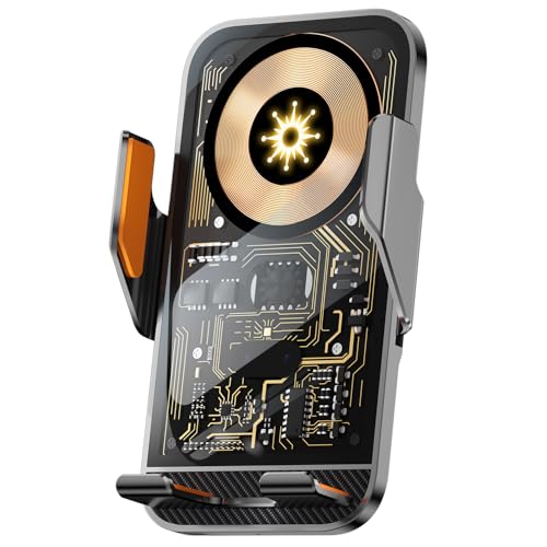 Zynkloac Transparentes kabelloses Autoladegerät, 15 W Schnellladung, 360 ° verstellbare Halterung mit elektrischem Schloss, Legierungsmaterial, Silber Zynkloac Transparentes kabelloses Autoladegerät, 15 W Schnellladung, 360 ° verstellbare Halterung mit elektrischem Schloss, Legierungsmaterial, Silber von Zynkloac